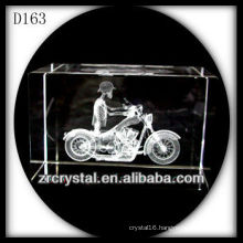 K9 3D Laser Etched Motorcycle Inside Crystal Rectangle